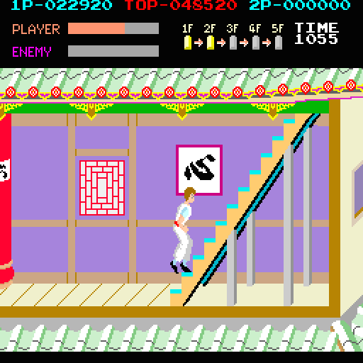 Kung-Fu Master Arcade Screenshot: Up to the third floor now...