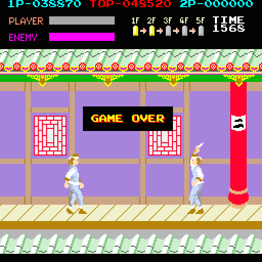 Kung-Fu Master Arcade Screenshot: Game over.