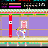 Kung-Fu Master for Arcade - Kicking the first opponent to appear...