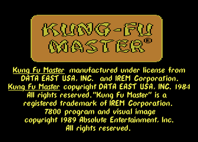 Kung-Fu Master Atari 7800 Screenshot: Title screen.