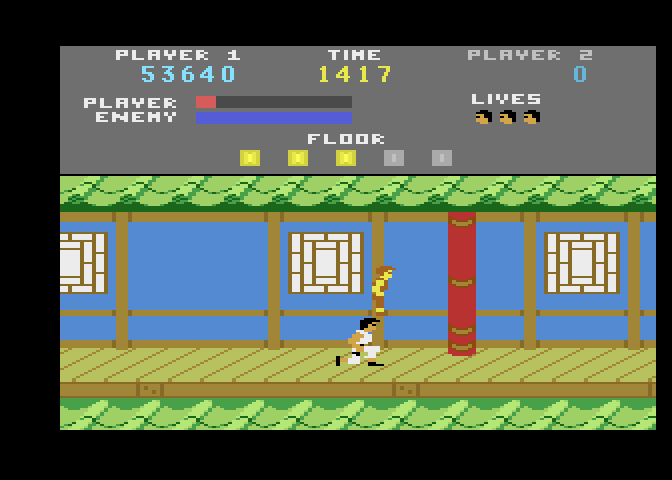 Kung-Fu Master Atari 7800 Screenshot: Ducking an attempted attack...