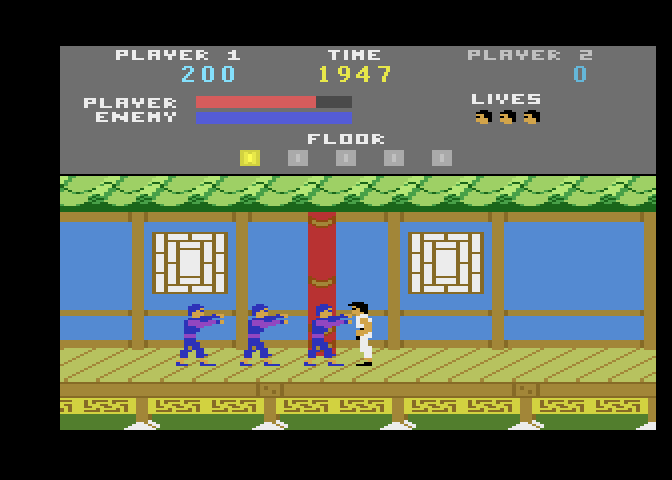 Kung-Fu Master Atari 7800 Screenshot: Minions attacking!