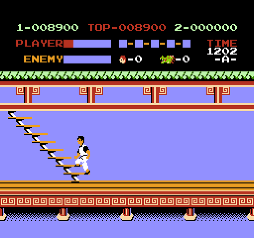 Kung-Fu Master NES / Famicom Screenshot: Heading up the stairs to the next level...