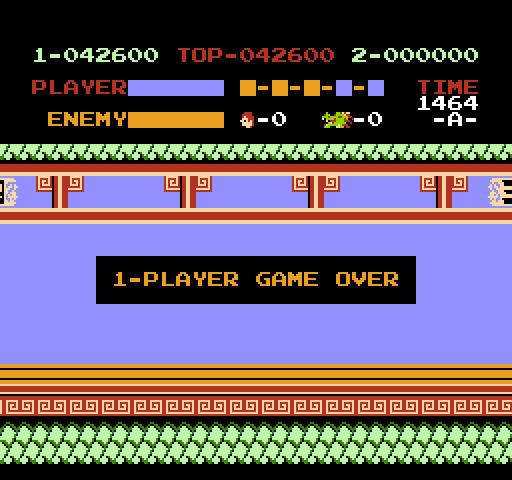Kung-Fu Master NES / Famicom Screenshot: Game over.