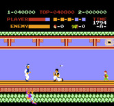 Kung-Fu Master for NES / Famicom - Ducking under a thrown knife...