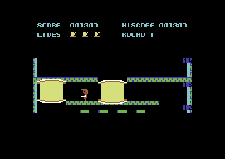 Elevator Action Commodore 64 Screenshot: You'll need to take multiple elevators to reach your destination.