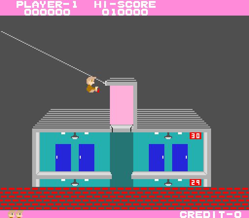 Elevator Action Arcade Screenshot: Entering the building...