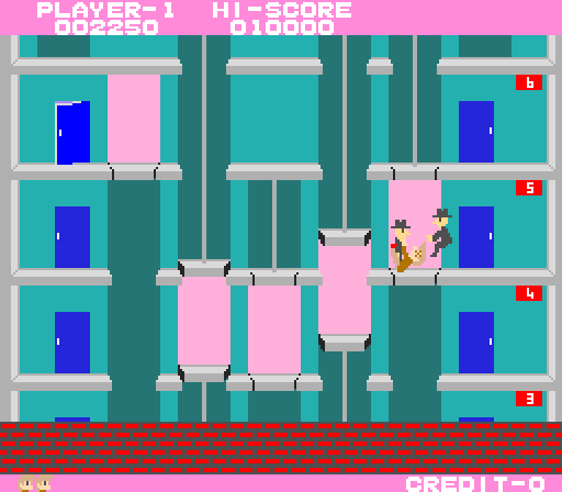 Elevator Action Arcade Screenshot: I'm hit!