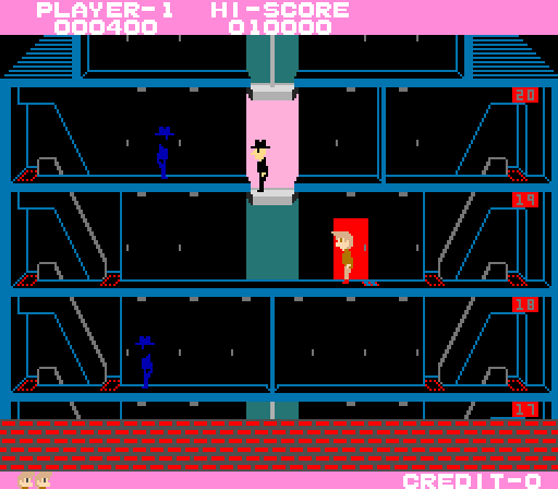 Elevator Action Arcade Screenshot: Who turned out the lights?