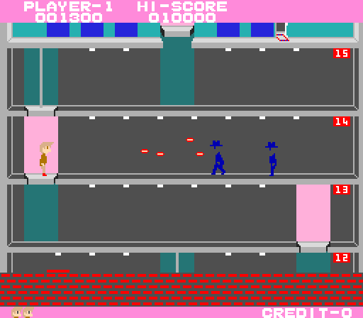 Elevator Action Arcade Screenshot: Here come some shady characters...