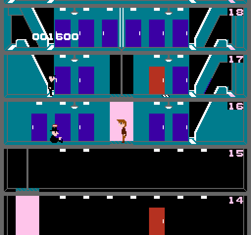 Elevator Action NES / Famicom Screenshot: End of the line for this elevator...