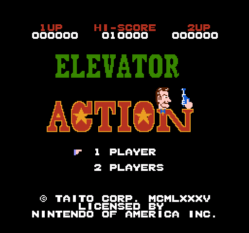 Elevator Action NES / Famicom Screenshot: Title screen (U.S. version).