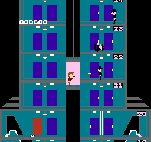 Elevator Action NES / Famicom Screenshot: Ride elevators up and down the building, but don't get shot!