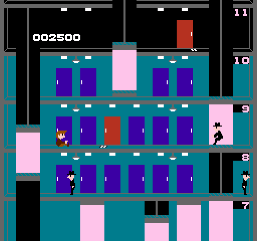 Elevator Action NES / Famicom Screenshot: I'm hit!