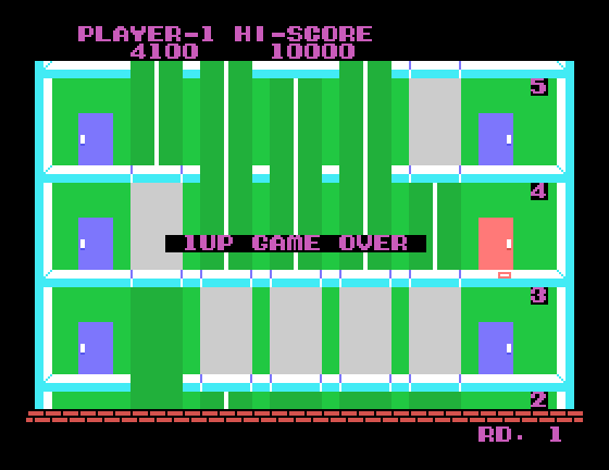 Elevator Action Sega SG-1000 Screenshot: Game over.