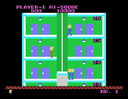 Elevator Action for Sega SG-1000 - Waiting for an elevator as bad guys appear!