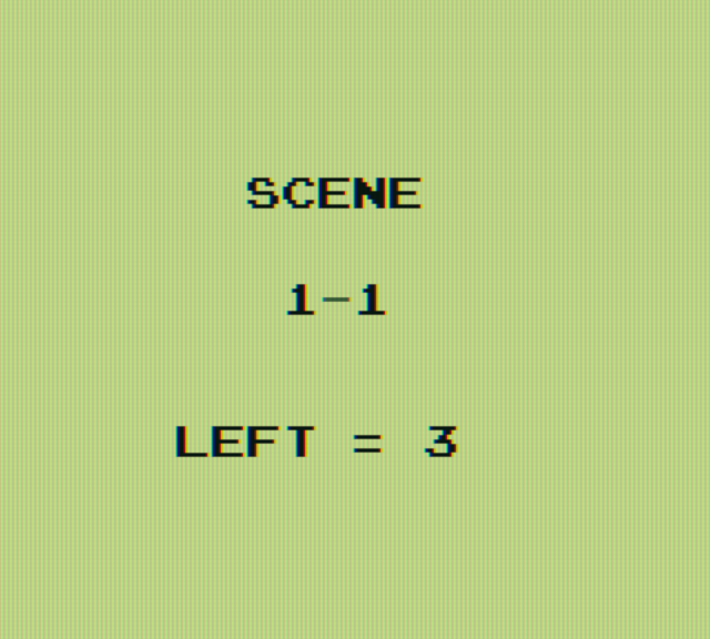 Elevator Action Game Boy Screenshot: Ready for scene 1-1?