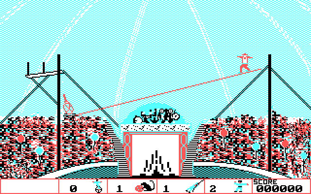 Circus Games IBM PC/Compatibles Screenshot: Walking a tightrope...