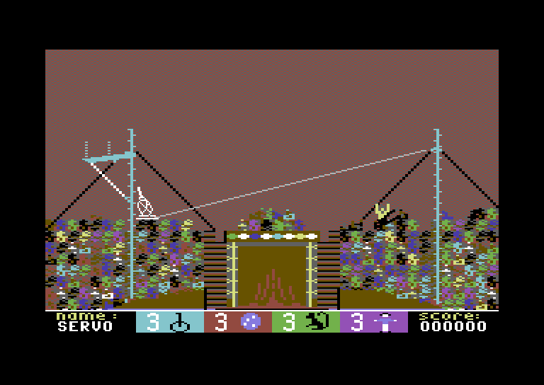 Circus Games Commodore 64 Screenshot: Falling off of the tight rope...