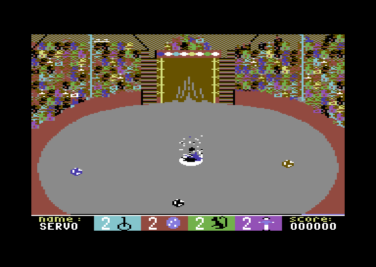 Circus Games Commodore 64 Screenshot: I crashed the unicycle...