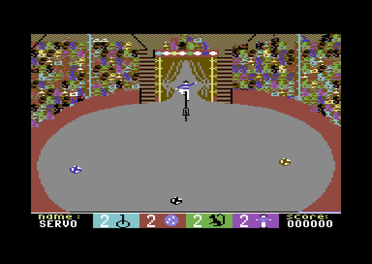 Circus Games Commodore 64 Screenshot: Time for the unicycle!