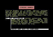 Circus Games for Commodore 64 - Game instructions start.