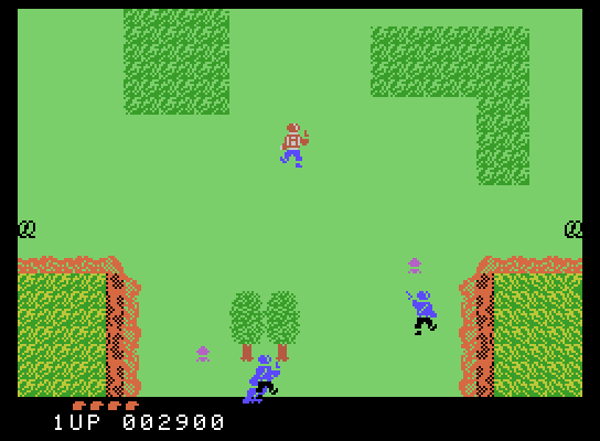 Front Line ColecoVision Screenshot: Escaping through an open field!