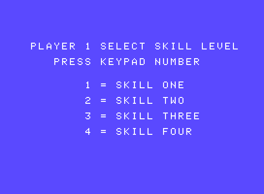 Front Line ColecoVision Screenshot: Select a skill level.