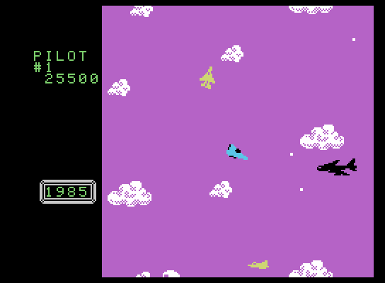 Time Pilot ColecoVision Screenshot: A large plane at the end of the level.
