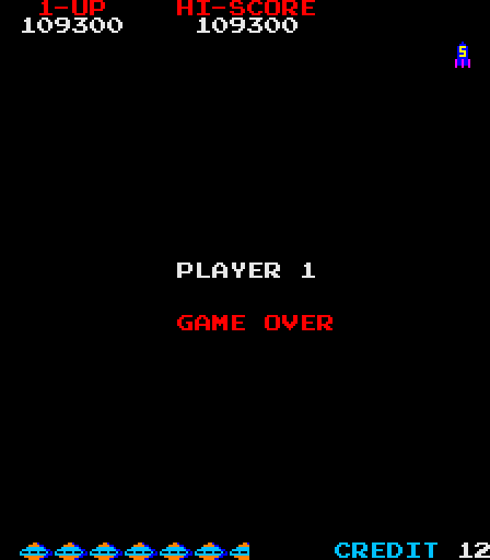 Time Pilot Arcade Screenshot: Game over.