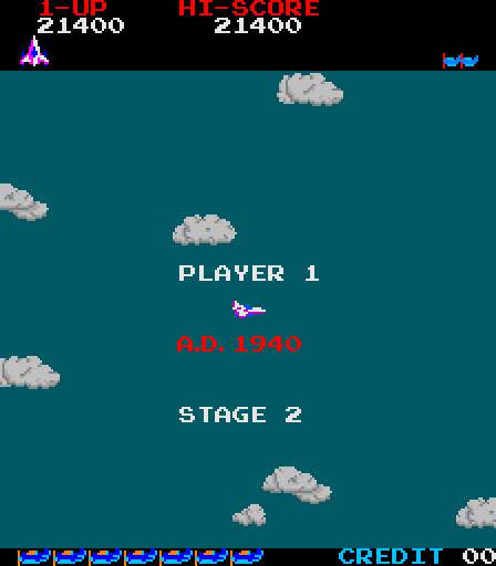 Time Pilot Arcade Screenshot: Beginning stage 2.