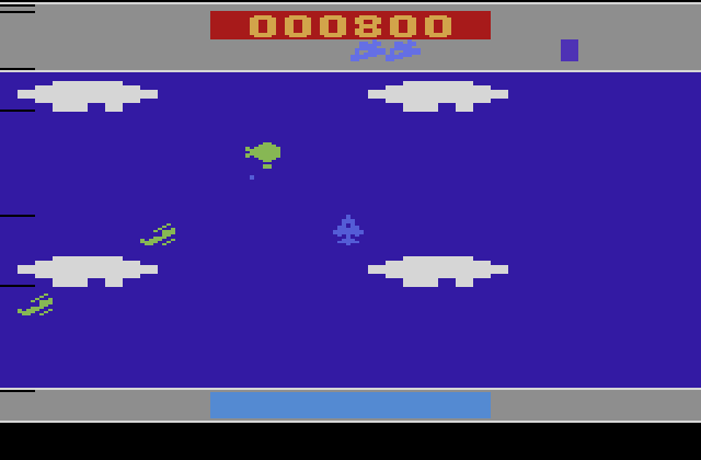Time Pilot Atari 2600 Screenshot: Shoot this blimp to complete the first round.