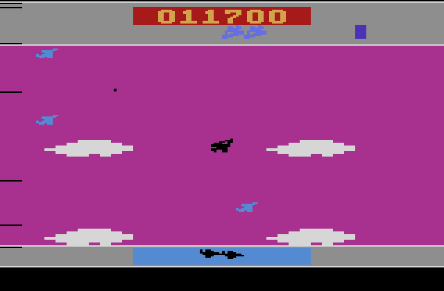 Time Pilot Atari 2600 Screenshot: Be careful, these jets are fast!