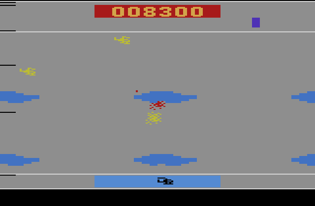 Time Pilot Atari 2600 Screenshot: Crash! I've been hit...