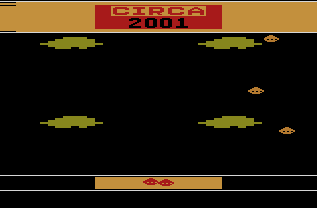 Time Pilot Atari 2600 Screenshot: At the time the game was written, 2001 was the future...