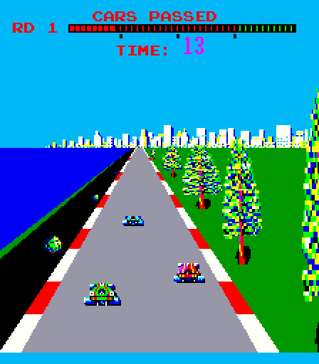 Turbo Arcade Screenshot: Opponent cars keep appearing...