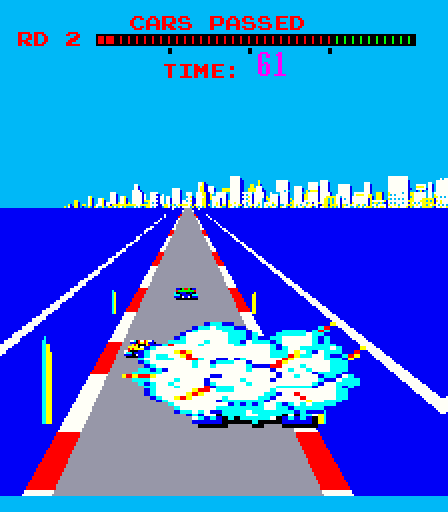 Turbo Arcade Screenshot: Crash again! It might be game over this time...