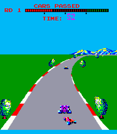 Turbo Arcade Screenshot: Smack, I hit the purple car!