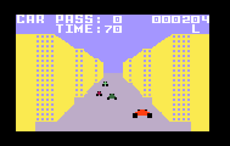 Turbo Intellivision Screenshot: Some more cars approaching...