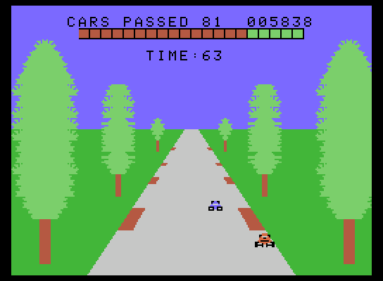 Turbo ColecoVision Screenshot: Crash! Oops, I hit the side of the road...