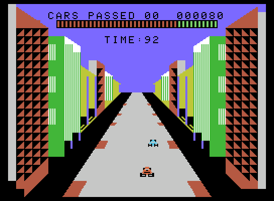 Turbo ColecoVision Screenshot: Racing past cars...