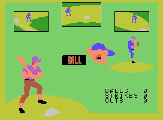 Super Action Baseball ColecoVision Screenshot: Ball!