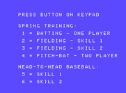 Super Action Baseball for ColecoVision - Select some game options.
