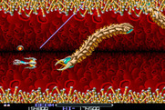 R-Type for Arcade - A snake-like opponent approaches!