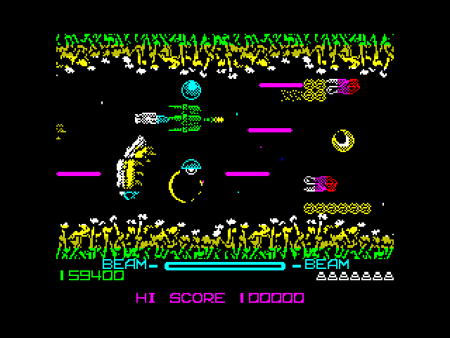 R-Type ZX Spectrum Screenshot: Don't get hit by lasers!