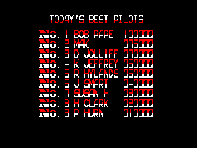 R-Type ZX Spectrum Screenshot: High scores.
