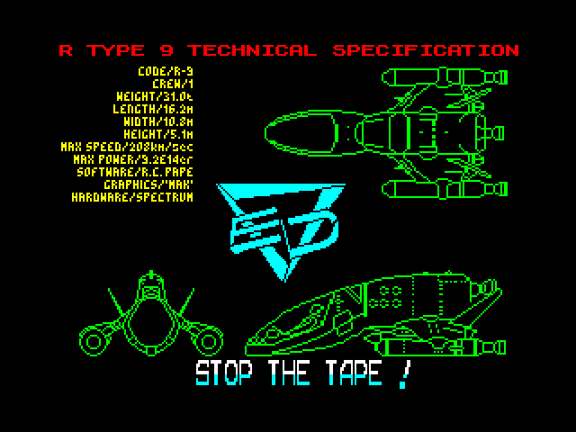 R-Type ZX Spectrum Screenshot: Introduction screen.