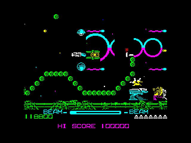 R-Type ZX Spectrum Screenshot: The ring weapon makes this area easier...
