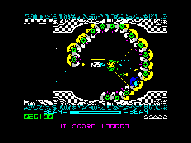 R-Type ZX Spectrum Screenshot: This large creature rotates, so time your passage through carefully!