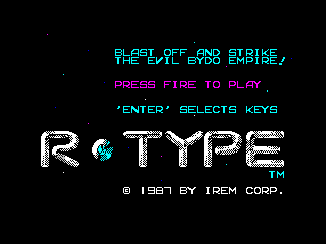 R-Type ZX Spectrum Screenshot: Title screen.
